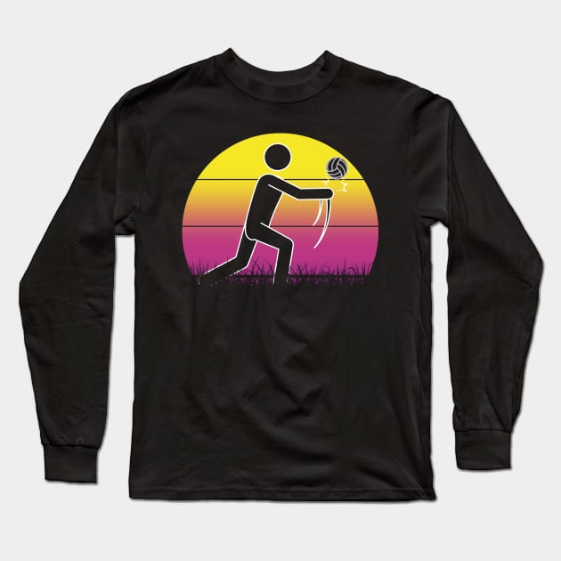 Travel back in time with beach volleyball - Retro Sunsets shirt featuring a player! Long Sleeve T-Shirt by Gomqes